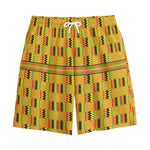 Yellow Kente Pattern Print Cotton Shorts