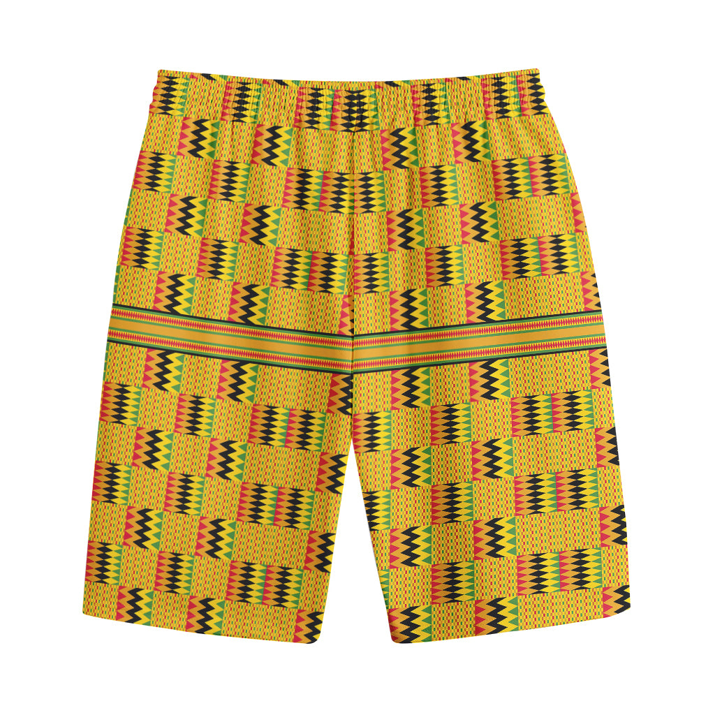 Yellow Kente Pattern Print Cotton Shorts