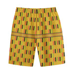 Yellow Kente Pattern Print Cotton Shorts