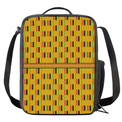 Yellow Kente Pattern Print Crossbody Lunch Bag