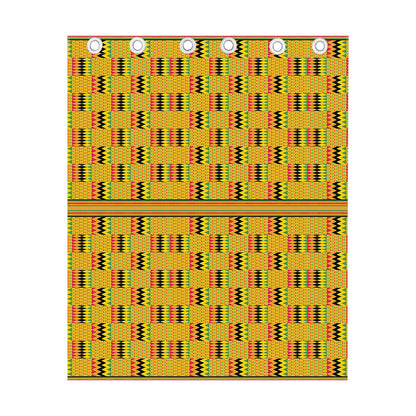 Yellow Kente Pattern Print Curtain