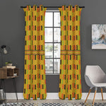 Yellow Kente Pattern Print Curtain