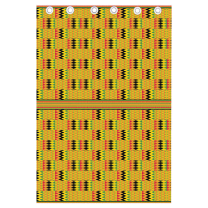 Yellow Kente Pattern Print Curtain