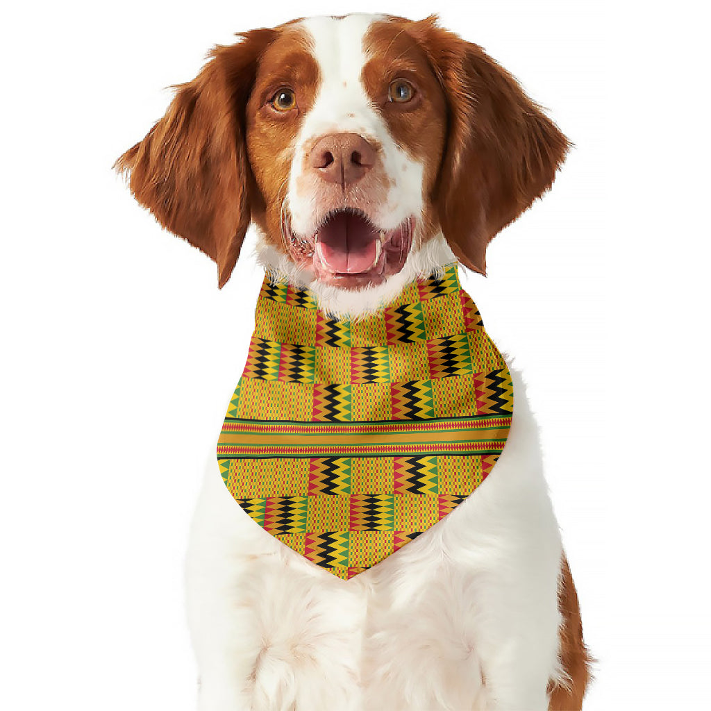 Yellow Kente Pattern Print Dog Bandana