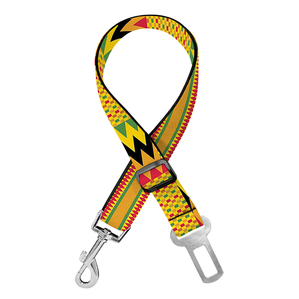 Yellow Kente Pattern Print Dog Seat Belt