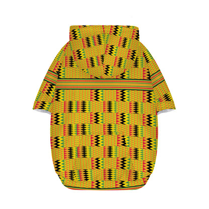 Yellow Kente Pattern Print Dog Zip Up Hoodie