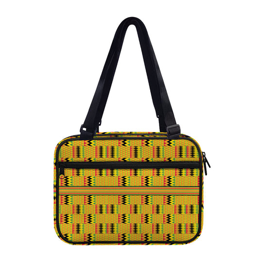 Yellow Kente Pattern Print Double Strap Bible Bag