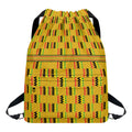 Yellow Kente Pattern Print Drawstring Backpack