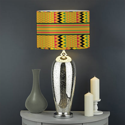 Yellow Kente Pattern Print Drum Lamp Shade
