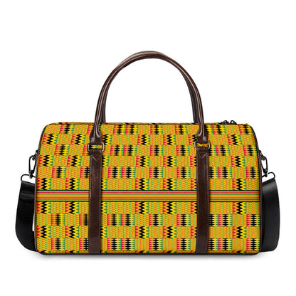 Yellow Kente Pattern Print Duffle Bag