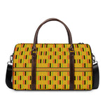 Yellow Kente Pattern Print Duffle Bag