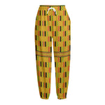 Yellow Kente Pattern Print Fleece Lined Knit Pants