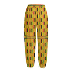 Yellow Kente Pattern Print Fleece Lined Knit Pants