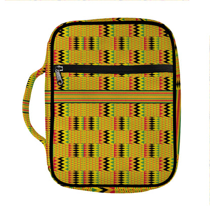 Yellow Kente Pattern Print Front Pocket Bible Bag
