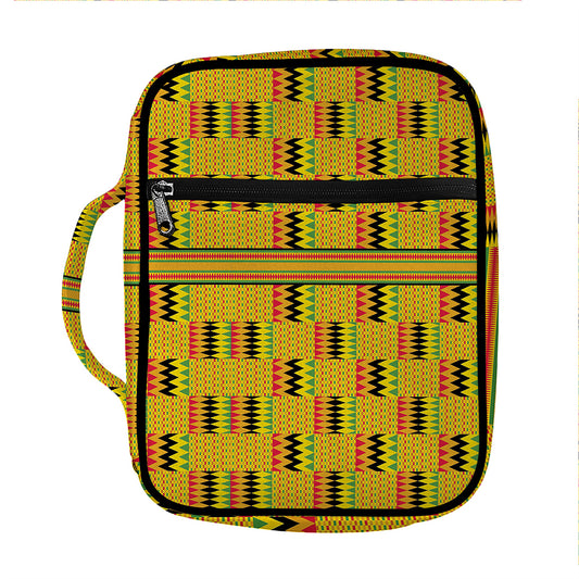 Yellow Kente Pattern Print Front Pocket Bible Bag