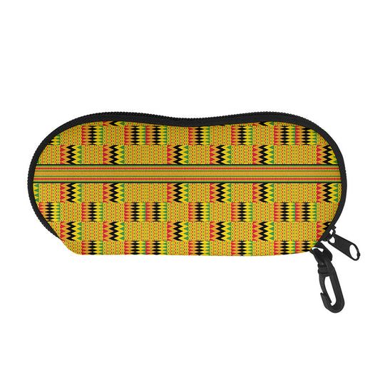 Yellow Kente Pattern Print Glasses Case