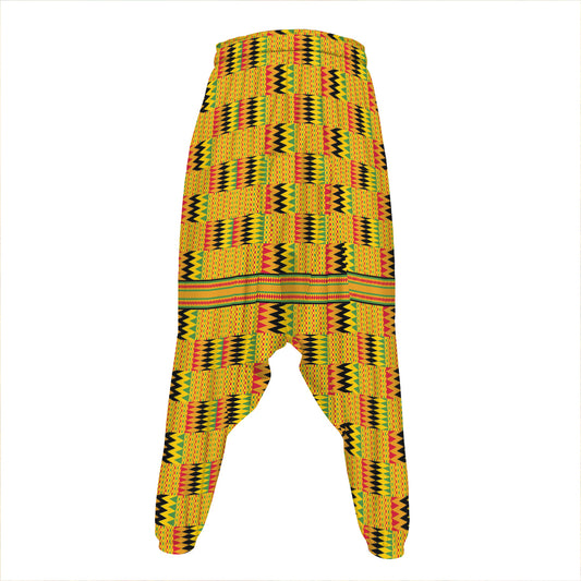Yellow Kente Pattern Print Hammer Pants