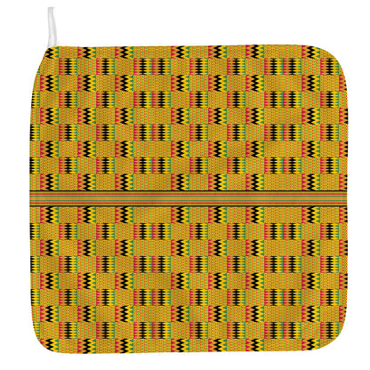 Yellow Kente Pattern Print Hand Towel