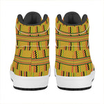 Yellow Kente Pattern Print High Top Leather Sneakers