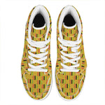 Yellow Kente Pattern Print High Top Leather Sneakers