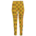 Yellow Kente Pattern Print High-Waisted Pocket Leggings