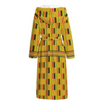 Yellow Kente Pattern Print Hooded Bathrobe