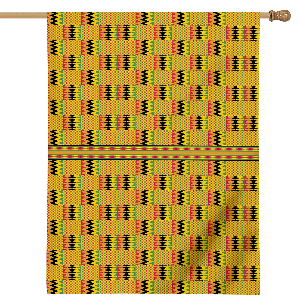 Yellow Kente Pattern Print House Flag