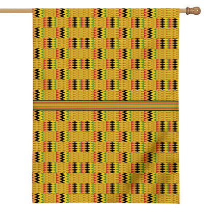 Yellow Kente Pattern Print House Flag