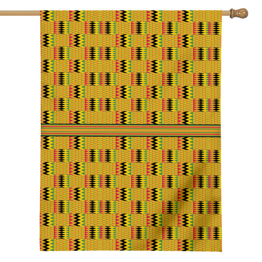 Yellow Kente Pattern Print House Flag