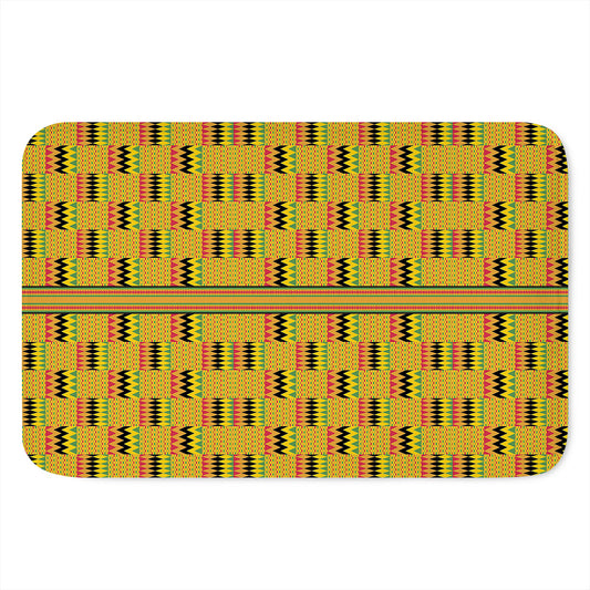 Yellow Kente Pattern Print Indoor Door Mat