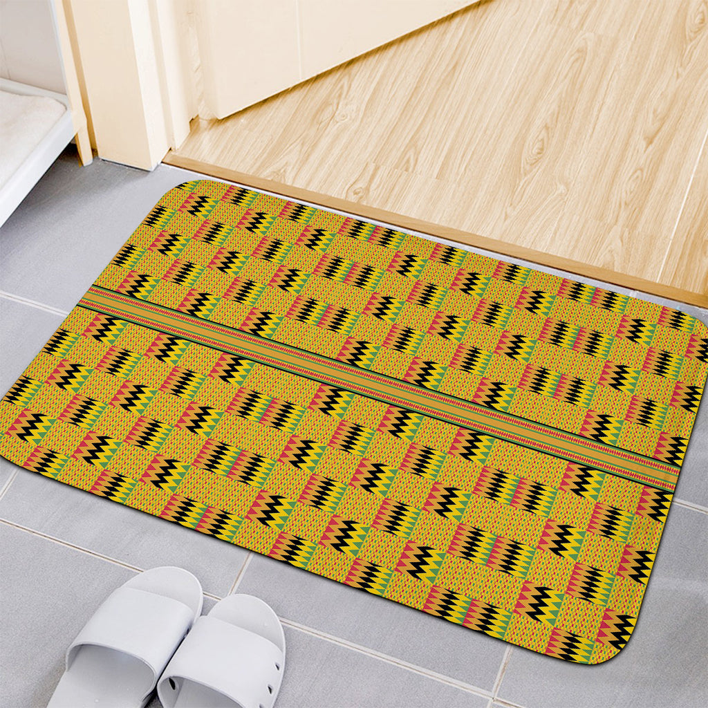 Yellow Kente Pattern Print Indoor Door Mat