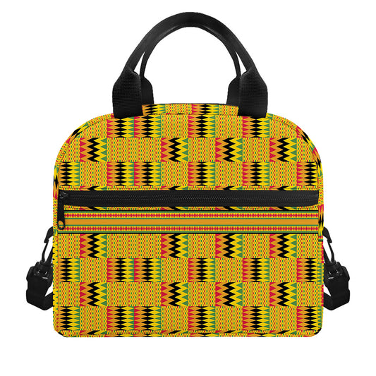Yellow Kente Pattern Print Insulated Lunch Bag