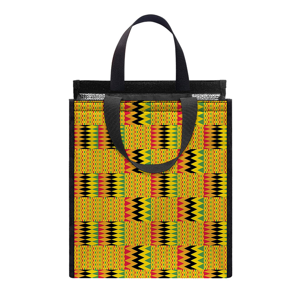 Yellow Kente Pattern Print Insulated Lunch Tote