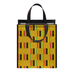Yellow Kente Pattern Print Insulated Lunch Tote
