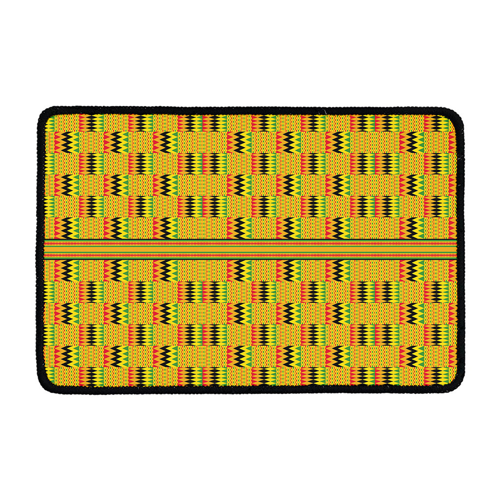 Yellow Kente Pattern Print Kitchen Mat