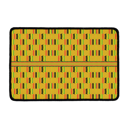 Yellow Kente Pattern Print Kitchen Mat