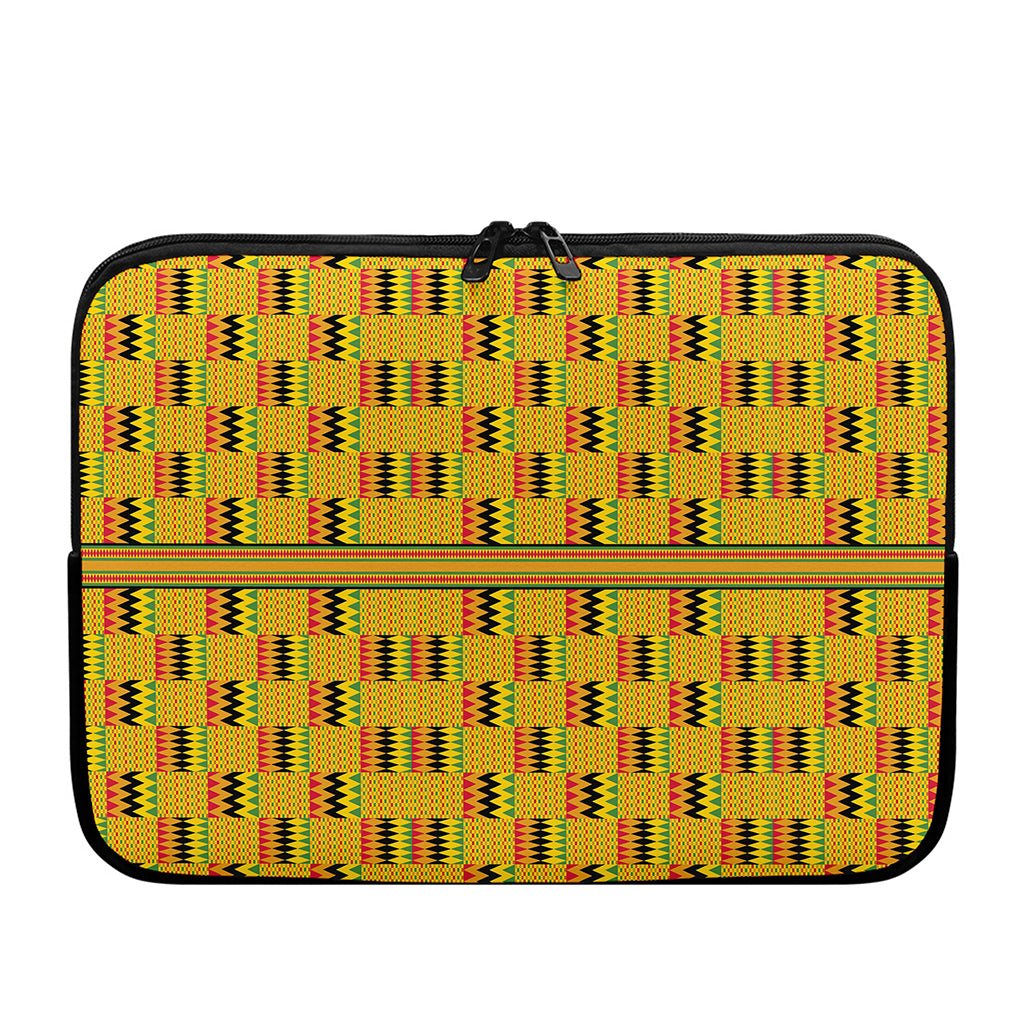 Yellow Kente Pattern Print Laptop Sleeve