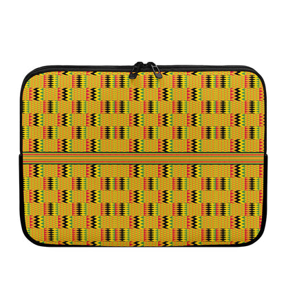 Yellow Kente Pattern Print Laptop Sleeve