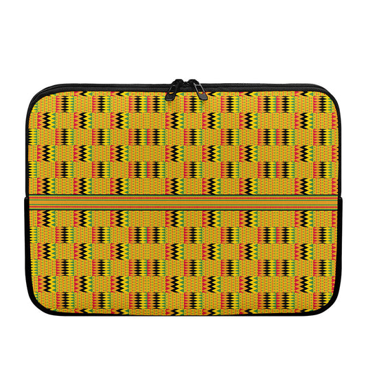 Yellow Kente Pattern Print Laptop Sleeve