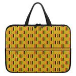 Yellow Kente Pattern Print Laptop Sleeve With Handle
