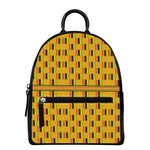 Yellow Kente Pattern Print Leather Backpack