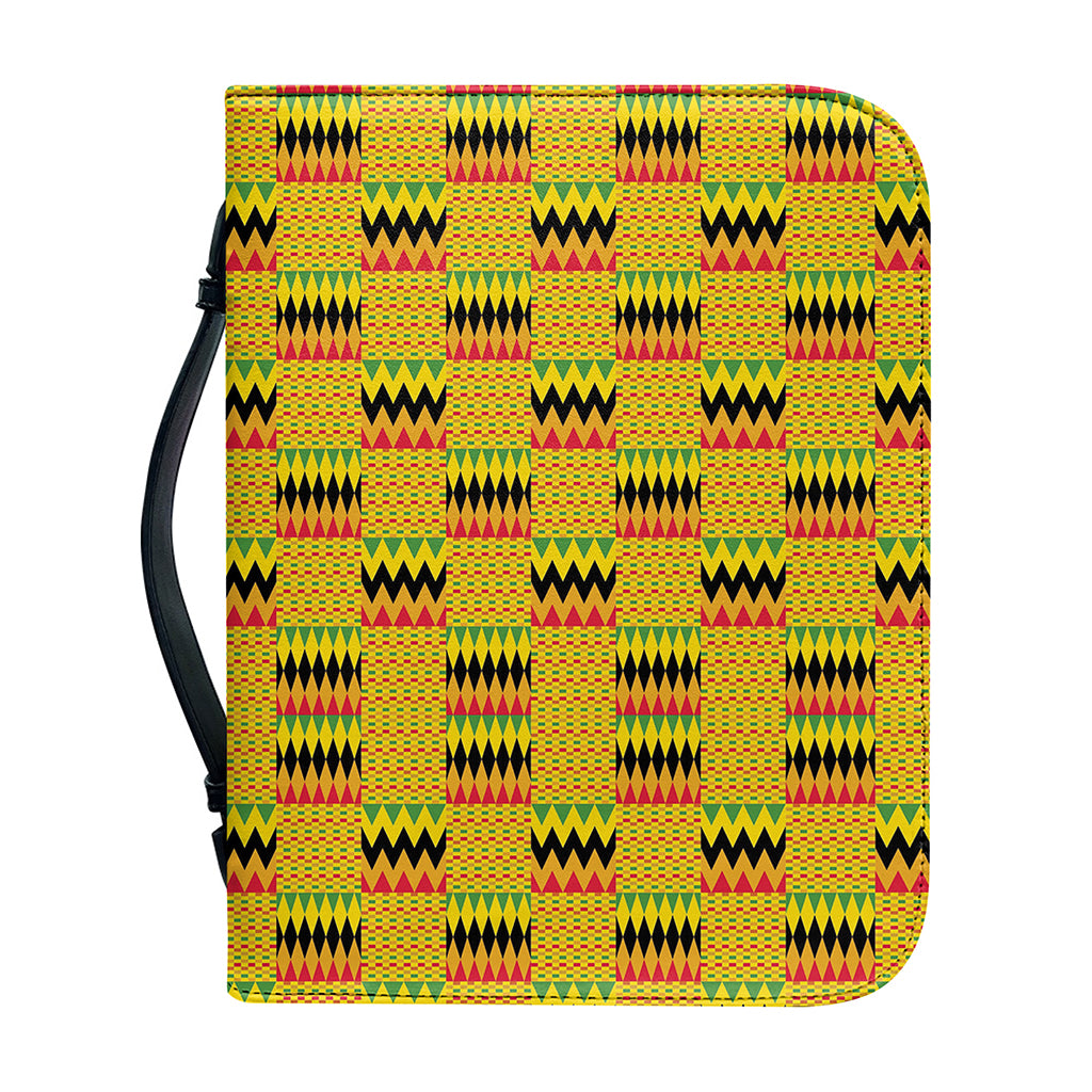 Yellow Kente Pattern Print Leather Bible Cover