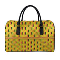 Yellow Kente Pattern Print Leather Duffel Bag