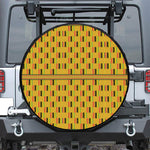 Yellow Kente Pattern Print Leather Spare Tire Cover