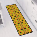 Yellow Kente Pattern Print Long Kitchen Mat