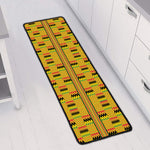 Yellow Kente Pattern Print Long Kitchen Mat