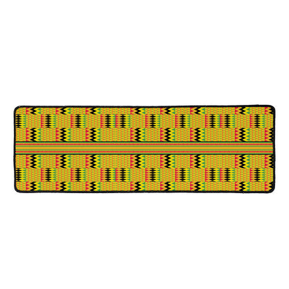 Yellow Kente Pattern Print Long Kitchen Mat