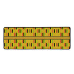 Yellow Kente Pattern Print Long Kitchen Mat