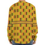 Yellow Kente Pattern Print Long Sleeve Baseball Jersey