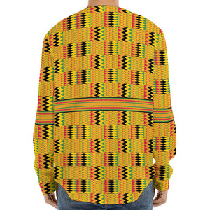 Yellow Kente Pattern Print Long Sleeve Baseball Jersey